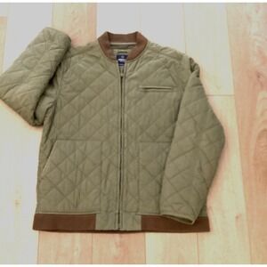 Vintage Osh Kosh Men's L Olive Green &Brown Quilted  Bomber Jacket Outdoor Wear